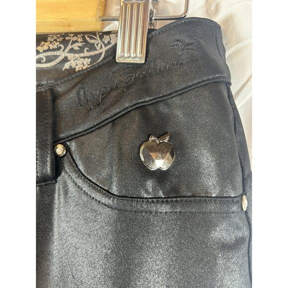 APPLE BOTTOM Pants Womens black Size 7/8 logo Stretch Polyester Spandex - Picture 4 of 10